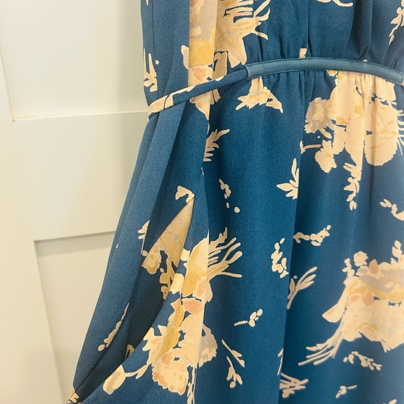 Aritzia Wilfred teal & cream summer dress with pockets - Picture 2 of 4